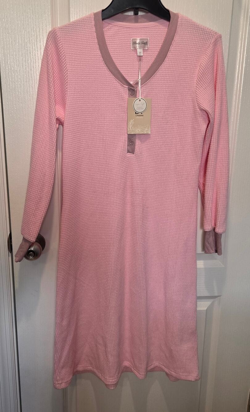 NWT Body Touch waffle nightgown sz M nightshirt pink